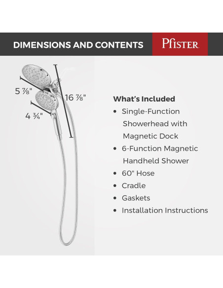 Cabezal de Ducha y Mano Pfister HydroFuse 6 Funciones 9.5 LPM Cabezal de Ducha y Mano Pfister HydroFuse 6 Funciones 9.5 LPM