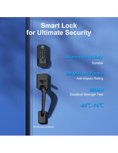 Cerradura Inteligente UYF M4 Pro WiFi con Huella Dactilar y Manijas