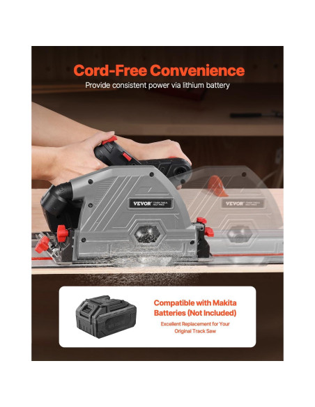 Sierra de Carril Inalámbrica VEVOR 139.7 mm 5500 RPM
