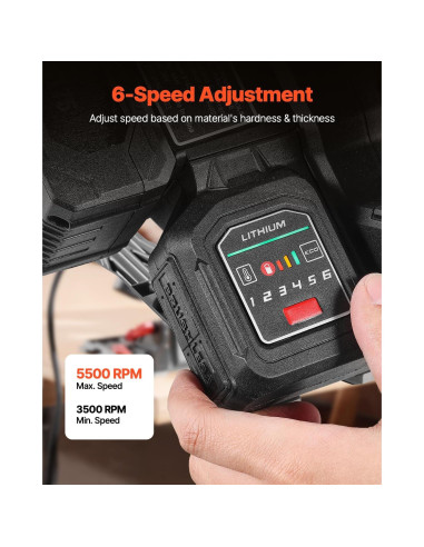 Sierra de Carril Inalámbrica VEVOR 139.7 mm 5500 RPM