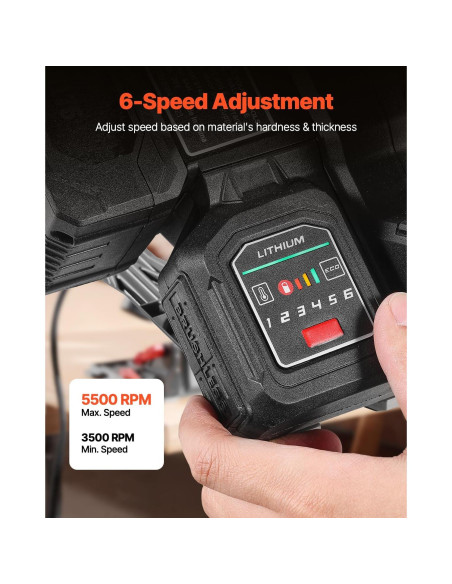 Sierra de Carril Inalámbrica VEVOR 139.7 mm 5500 RPM