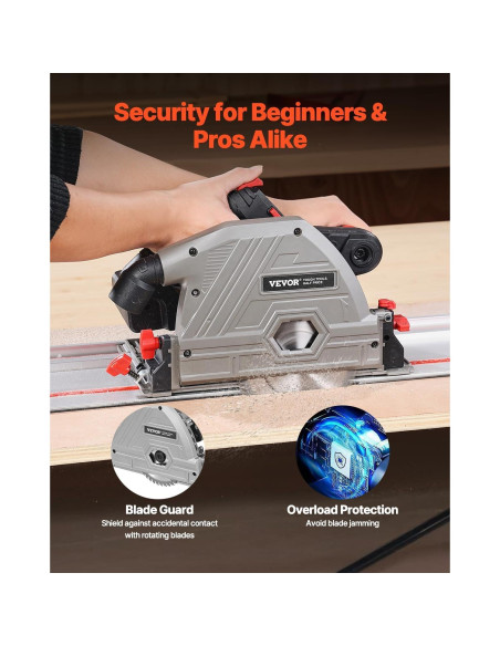 Sierra de Carril Inalámbrica VEVOR 139.7 mm 5500 RPM