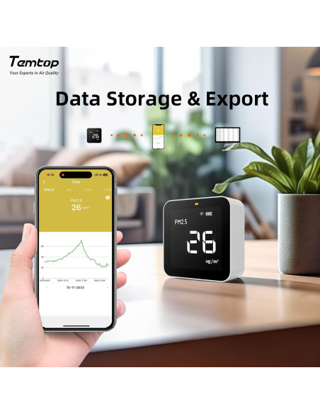 Monitor de Calidad del Aire Temtop M100 8-en-1 PM2.5 CO2