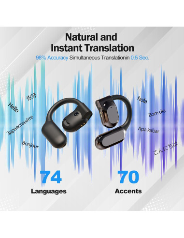Auriculares Traductores AI MaxKite M62 - Sonido HD, 144 Idiomas