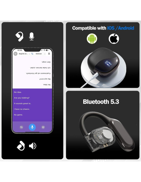 Auriculares Traductores AI MaxKite M62 - Sonido HD, 144 Idiomas