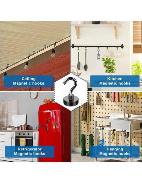 Ganchos Magnéticos LOVIMAG 12 Pcs 13.6 kg Resistentes al Óxido