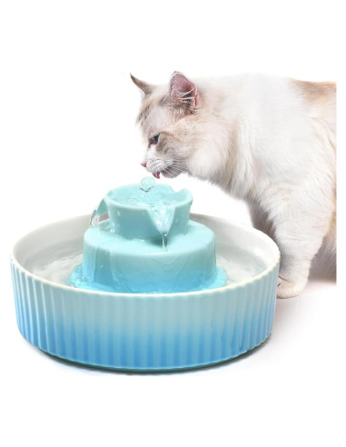 Fuente de Agua Cerámica NautyPaws 2.1L para Gatos y Perros