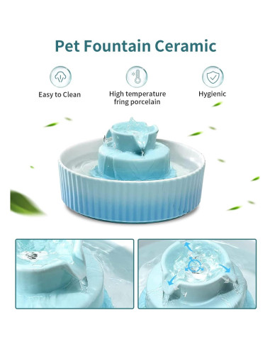 Fuente de Agua Cerámica NautyPaws 2.1L para Gatos y Perros