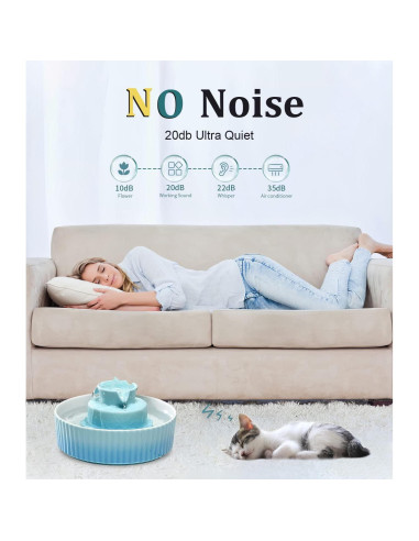 Fuente de Agua Cerámica NautyPaws 2.1L para Gatos y Perros