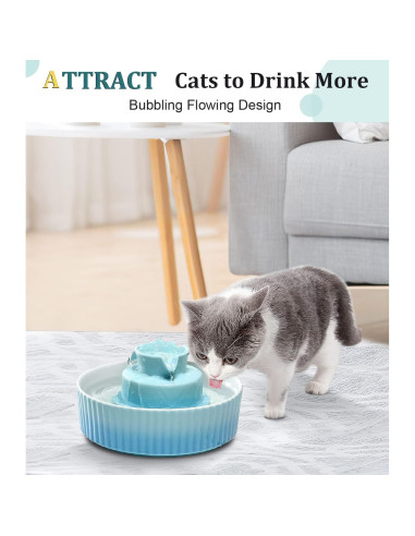 Fuente de Agua Cerámica NautyPaws 2.1L para Gatos y Perros