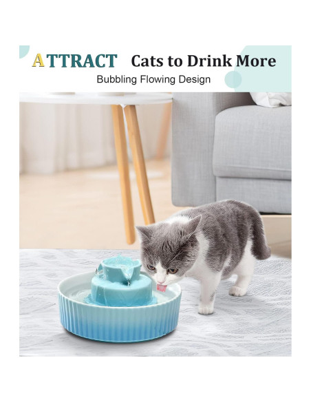 Fuente de Agua Cerámica NautyPaws 2.1L para Gatos y Perros