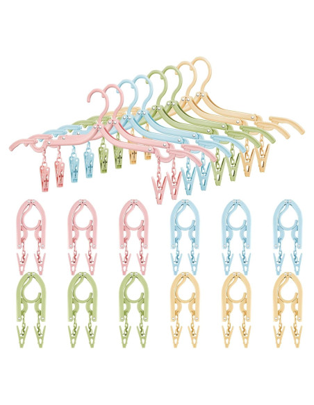 Perchas de Viaje Plegables Maitys 24 Piezas con Clips