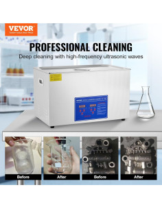 Limpiador Ultrasónico VEVOR 30L 1100W con Temporizador y Calentador 2