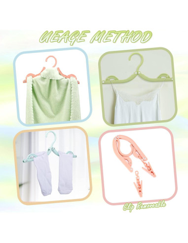 Perchas de Viaje Plegables Maitys 24 Piezas con Clips