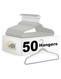 Juego de 50 Perchas de Plástico Quality Hangers Gris 44.5cm
