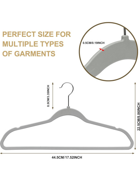 Juego de 50 Perchas de Plástico Quality Hangers Gris 44.5cm