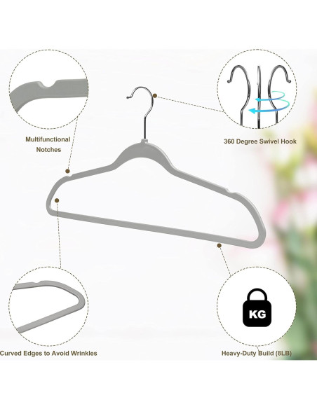 Juego de 50 Perchas de Plástico Quality Hangers Gris 44.5cm