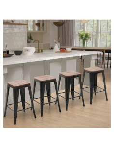Juego de 4 Taburetes de Bar Metal Sophia & William 61 cm