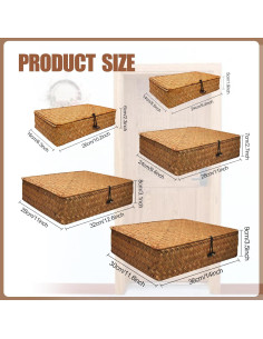 Juego de 5 Cestas de Almacenamiento SENONAPO con Tapa 2