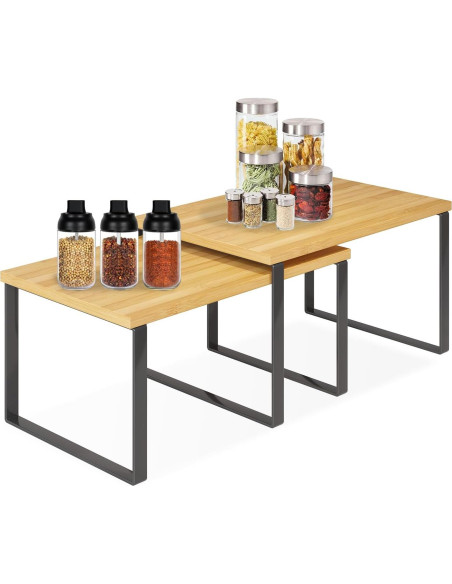 Organizador de Gabinete SUYU Set de 2 Estantes de Bambú