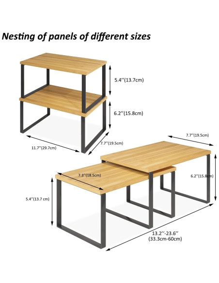 Organizador de Gabinete SUYU Set de 2 Estantes de Bambú