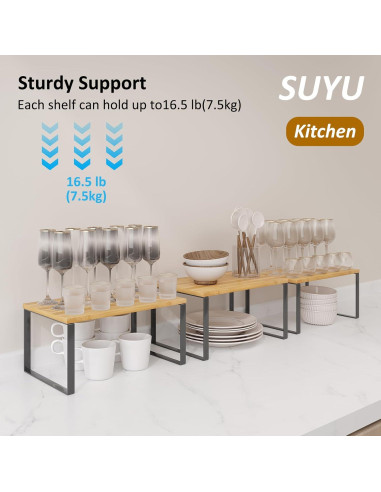 Organizador de Gabinete SUYU Set de 2 Estantes de Bambú