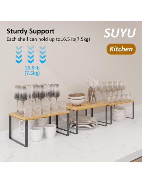 Organizador de Gabinete SUYU Set de 2 Estantes de Bambú