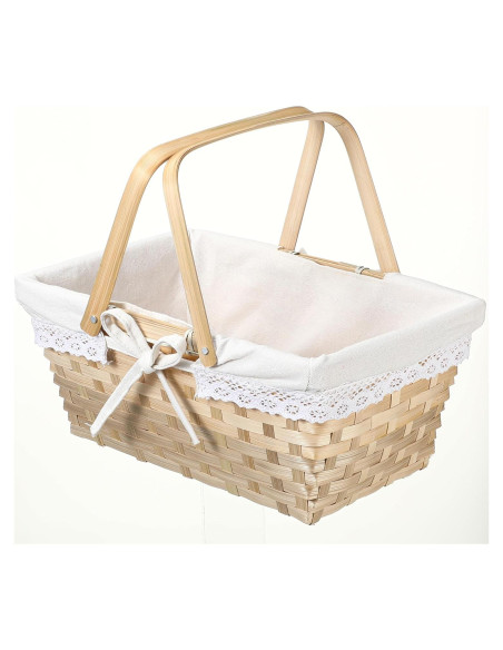 Cesta de Picnic LOYIM 32 cm con Asas Plegables y Forro Blanco