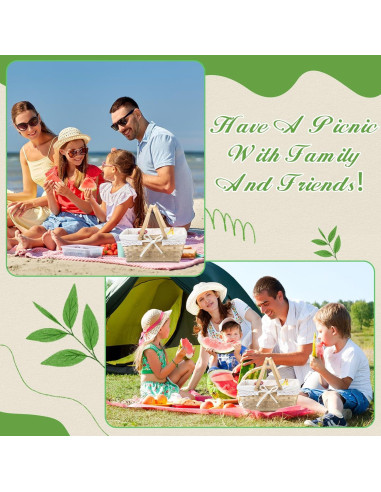 Cesta de Picnic LOYIM 32 cm con Asas Plegables y Forro Blanco