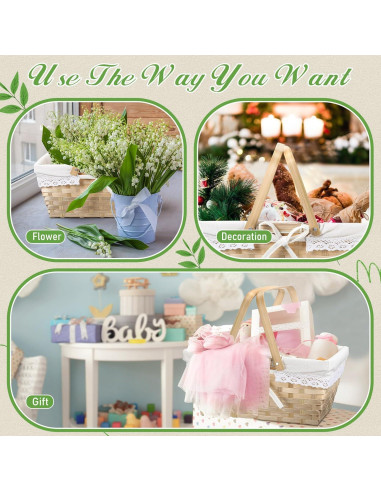 Cesta de Picnic LOYIM 32 cm con Asas Plegables y Forro Blanco