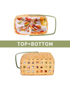 Cesta Tejida KINGWILLOW para Picnic y Regalos 23.5x13x20.5cm 2