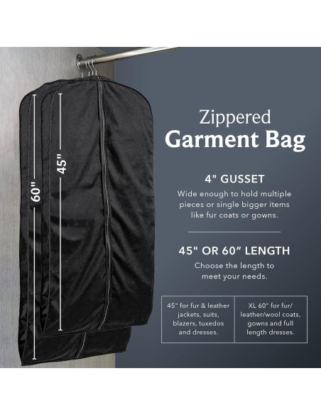 Bolsa de abrigo TUVAINC 114 cm Negro con cremallera resistente