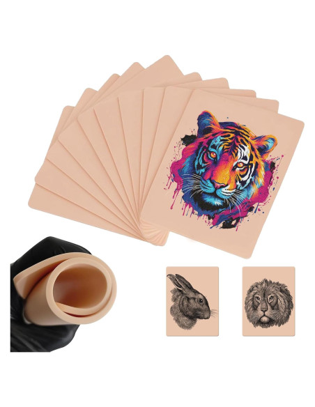 10 Pieles de Tatuaje Falsas 3mm LEEYUKA Doble Cara 18.8x14.2cm