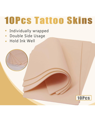 10 Pieles de Tatuaje Falsas 3mm LEEYUKA Doble Cara 18.8x14.2cm