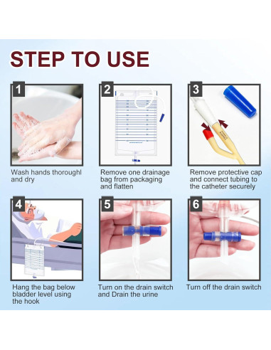 Paquete de 10 bolsas de recolección de orina 1000ml YOOGUSTO