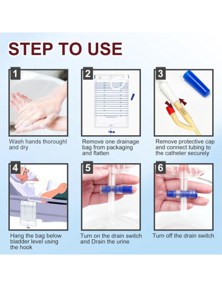 Paquete de 10 bolsas de recolección de orina 1000ml YOOGUSTO