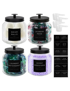 Juego de 4 Tarros de Vidrio LUXENEST para Lavandería 1.81 kg