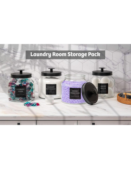 Juego de 4 Tarros de Vidrio LUXENEST para Lavandería 1.81 kg