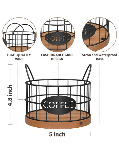 Soporte para cápsulas de café APOIMNA negro 12.7x12.7 cm