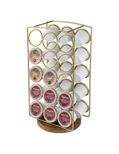 Soporte para cápsulas de café MyGift de metal y madera 30 unidades