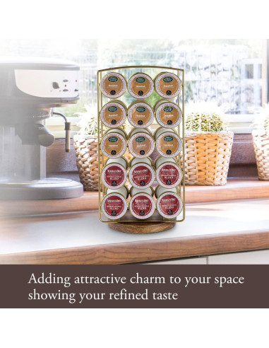 Soporte para cápsulas de café MyGift de metal y madera 30 unidades