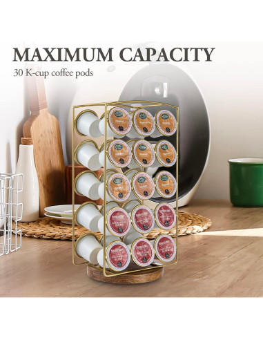 Soporte para cápsulas de café MyGift de metal y madera 30 unidades