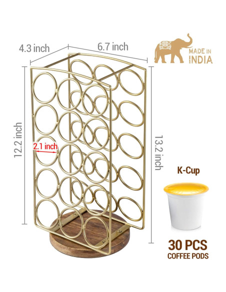 Soporte para cápsulas de café MyGift de metal y madera 30 unidades