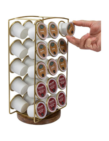 Soporte para cápsulas de café MyGift de metal y madera 30 unidades
