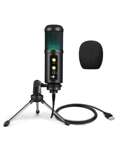 Micrófono USB Tiimge BM850RGB con Iluminación RGB y Control de Volumen