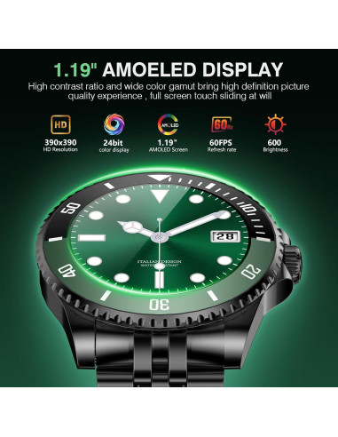 Reloj Inteligente SOUYIE H66 para Hombres, Pantalla AMOLED 1.19"