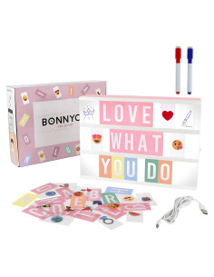 Caja de Luz LED Rosa con 400 Letras y Emojis - BONNYCO