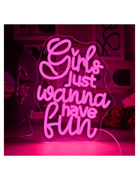 Letrero de Neón LED Rosa 'Las Chicas Solo Quieren Divertirse' 36.8x31.8cm Letrero de Neón LED Rosa 'Las Chicas Solo Quieren Divertirse' 36.8x31.8cm