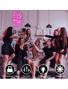 Letrero de Neón LED Rosa 'Las Chicas Solo Quieren Divertirse' 36.8x31.8cm 2