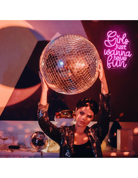 Letrero de Neón LED Rosa 'Las Chicas Solo Quieren Divertirse' 36.8x31.8cm Letrero de Neón LED Rosa 'Las Chicas Solo Quieren Divertirse' 36.8x31.8cm